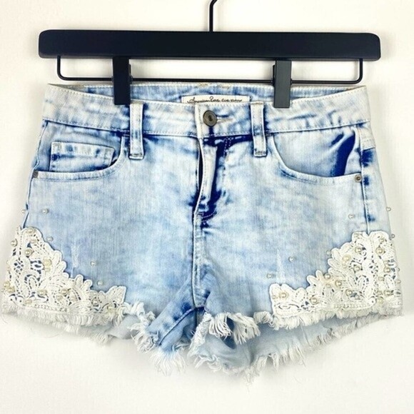 American Rag Denim Shorts Womens Size 0 Light Blue Pockets Summer Casual Shorts - Picture 2 of 11